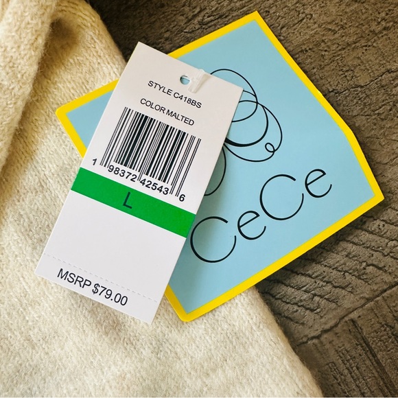 CeCe Cream Sweater with Pink Wine Motif - Picture 4 of 8